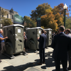 A tech conference in Berkeley promoting the Portable Toilet Rental Software.