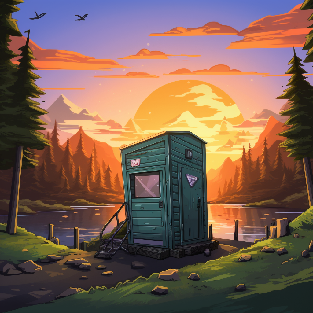 Adventure camping scene emphasizing the Best Porta Potty For Camping.