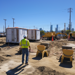 Construction site in Riverside, emphasizing the importance of Porta Potty Rentals.