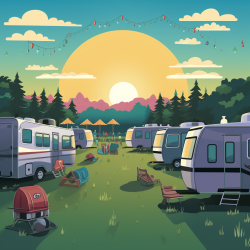 Festival grounds illustration with prominent Festival Portable Restroom Rentals.