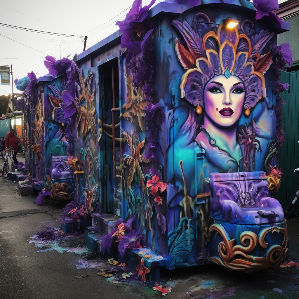Mardi Gras scene in New Orleans highlighting New Orleans Porta Potty Rental.