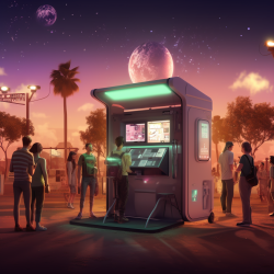 Tech-themed image promoting Portable Restroom Software.