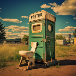 Vintage poster-style image of Porta Potty Rental in Spokane.